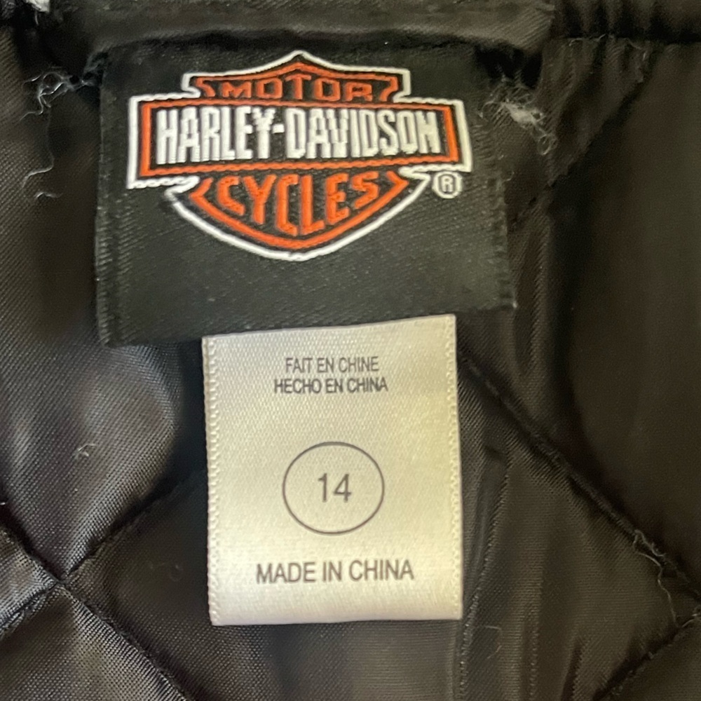 Harley Davidson Jacket Youth Leather Size 14 Biker Unisex - Picture 5 of 8